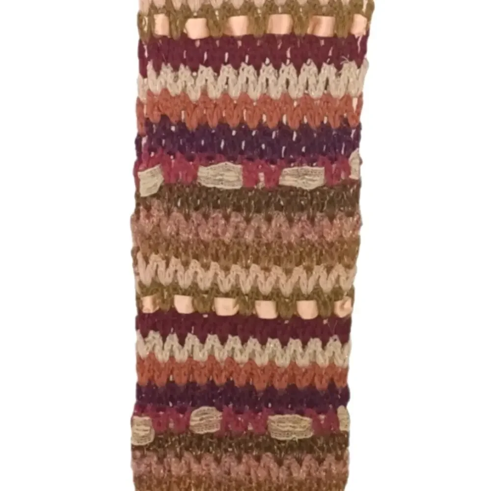 Betsey Johnson Y2K Crochet Ribbon Skinny Scarf Boho Coquette Multi Color